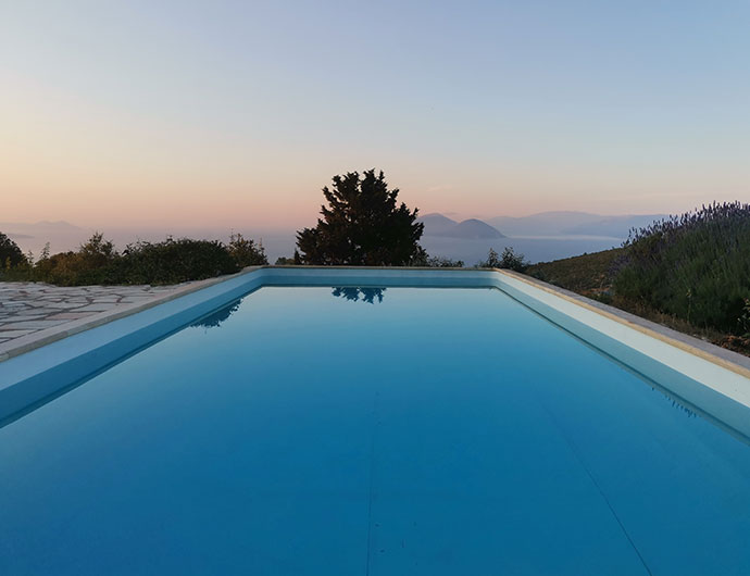Calm sunrise view of villa Geofos - Urania Luxury villas in Lefkada