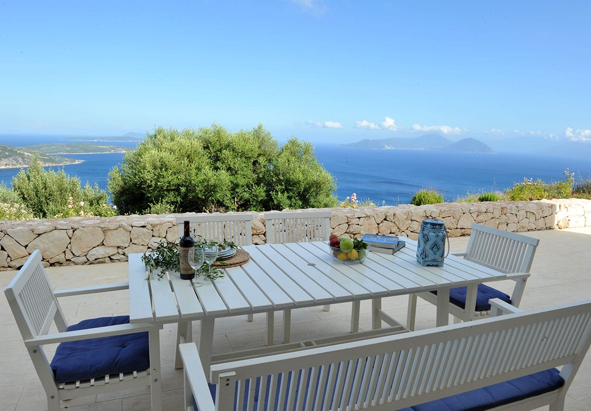 Urania Villas Lefkada Greece - Villa Fos Lefkada olive trees and stunning blue views from the terrace downstairs