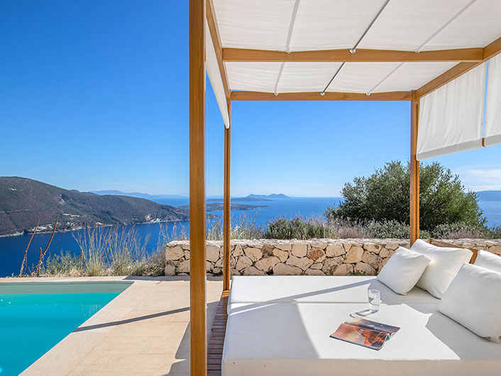 Cabana and sea views from Urania Villa Fos