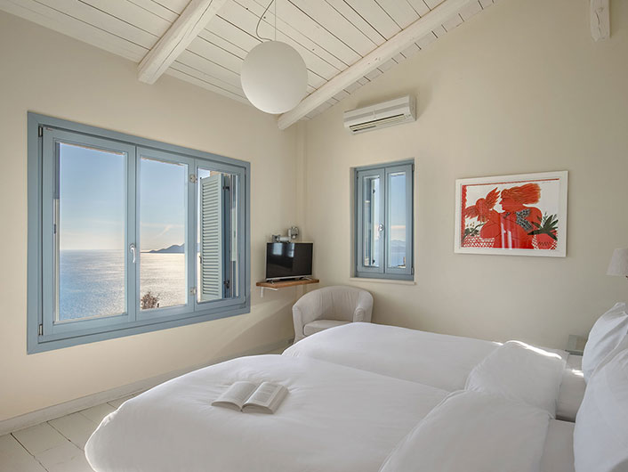 Photo from the master bedroom upstairs in villa Fos