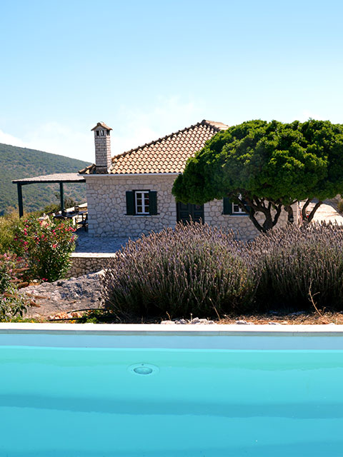Pool and entrance view of our most exclusive villa in lefkada - villa Geofos
